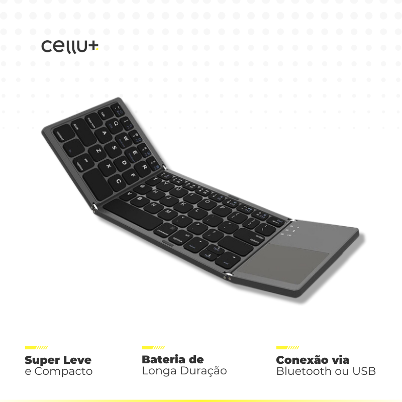 Teclado Dobrável Sem Fio com Touchpad