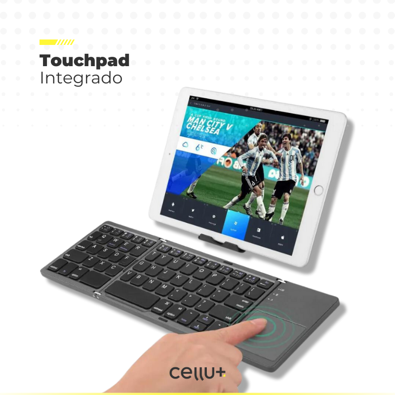 Teclado Dobrável Sem Fio com Touchpad