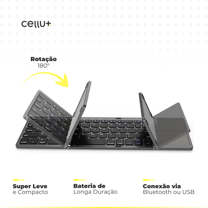 Teclado Dobrável Sem Fio com Touchpad